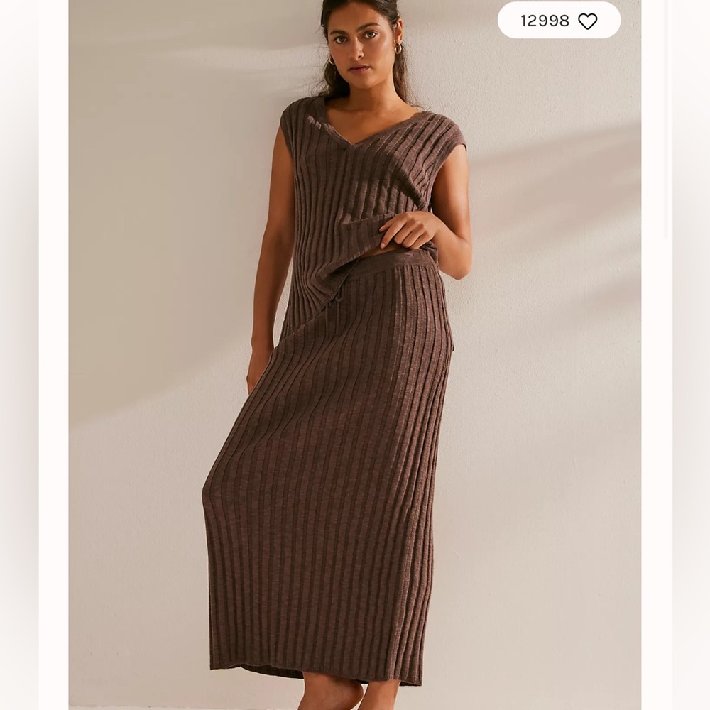Free People Brown Ribbed Jumpsuit